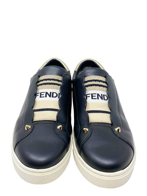 FENDI Vitello Lurex Rockoclick Slip On 